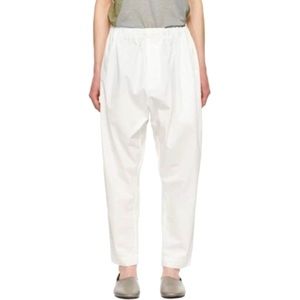 Studio Nicholson Unisex White Drop Board Trousers in Ivory